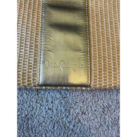 Lilly Pulitzer gold and woven rattan clutch , $118 - Picture 4 of 8